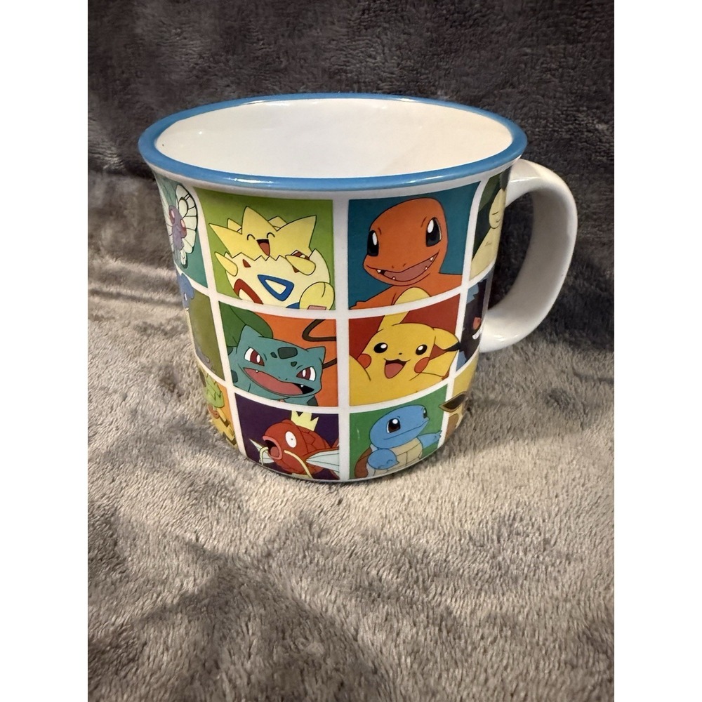 Nintendo Pokemon Bulbasaur Squirtle Snorlax Pikachu Eevee Coffee Mug Grid 20 Oz